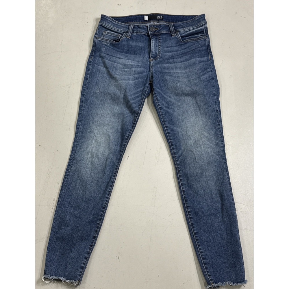 Womens Kut from the Kloth Sz 8 Connie Ankle Skinny Jeans Medium Wash Raw Hem